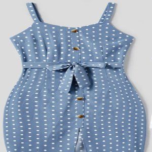 Polka Dots Print Belted Cami Dress - NWT
